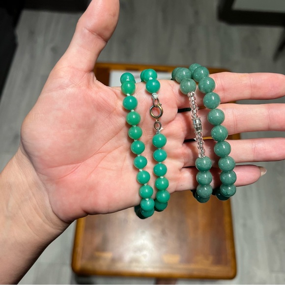 Mixed vintage jewelry lot carved jade & hard stone gemstone Chinese - Picture 2 of 8